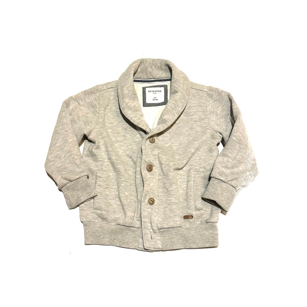 Reserved Boys Shawl Collar Button Cardigan Sweatshirt Gray Size 110 cm